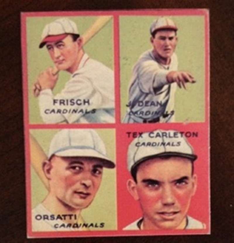 1935 Goudey Reprint Cardinals FRISCH/J.DEAN/ORSATTI/TEX CARLETON 1 Card Team Set Near Near Mint to Mint Condtion +