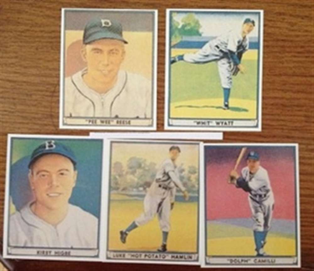 1941 Play Ball Reprint BROOKLYN Dodgers Team Set 5 Cards Near Mint to Mint Condtion  REESE