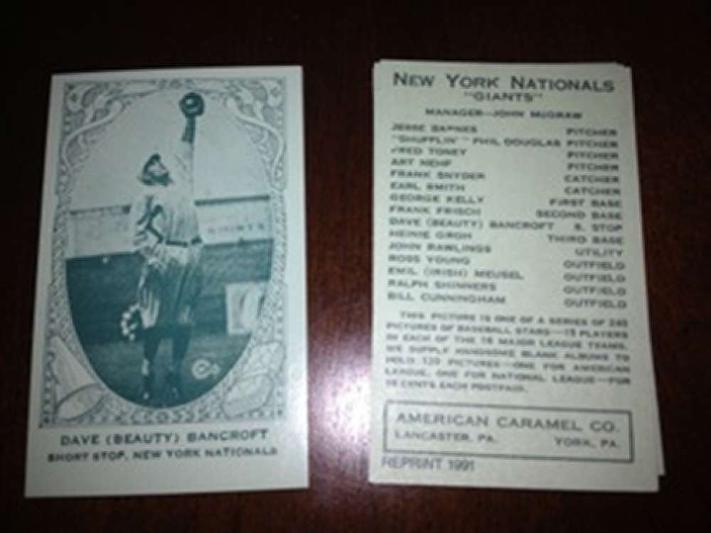 1922 E120 American Caramel Reprint New York Giants Team Set 15 Cards Near Mint to Mint Condtion 