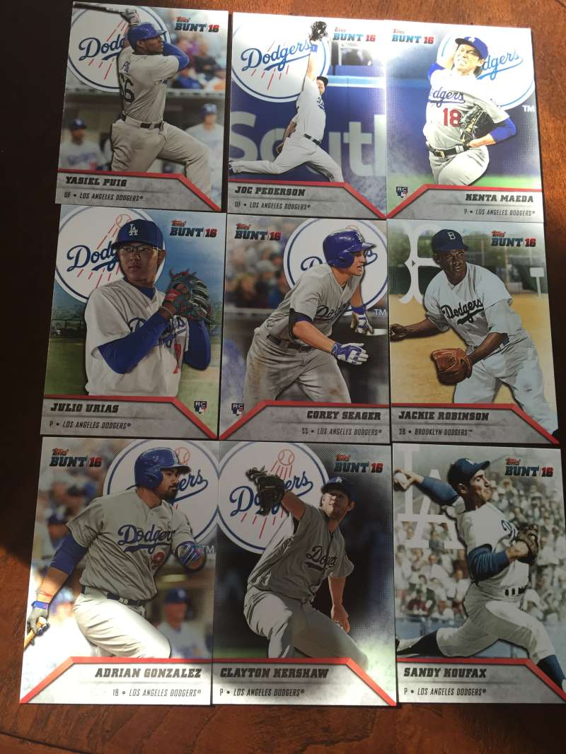 2016 Topps Bunt Los Angeles Dodgers Team Set 9 Cards Corey Seager RC Maeda RC