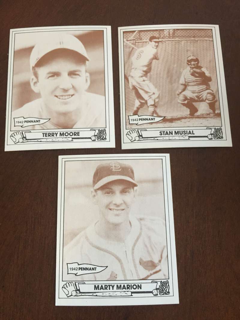 1983 TCMA 1942 Play Ball Commemorative St. Louis Cardinals Team Set 3 Cards Stan Musial