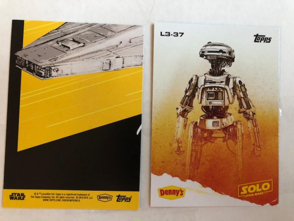 2018 Topps Denny's Solo Star Wars L3-37 Collectible Trading Card RARE from Han Solo Movie
