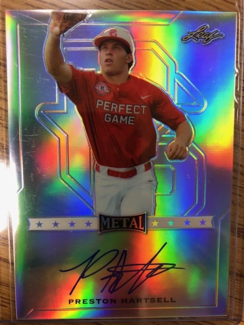 2017 Leaf Metal Perfect Game All-American Prismatic Autographs #BA-PH1 Preston Hartsell Auto USC Trojans Signed On Card