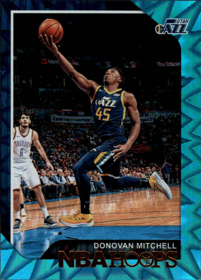 2018-19 NBA Hoops Teal Explosion #90 Donovan Mitchell Utah Jazz  Official Trading Card made by Panini