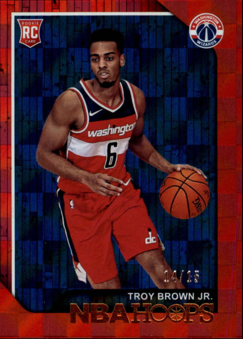 2018-19 NBA Hoops Red Checkerboard #264 Troy Brown Jr. SER15 Washington Wizards  RC Rookie Basketball Card Made by Panini