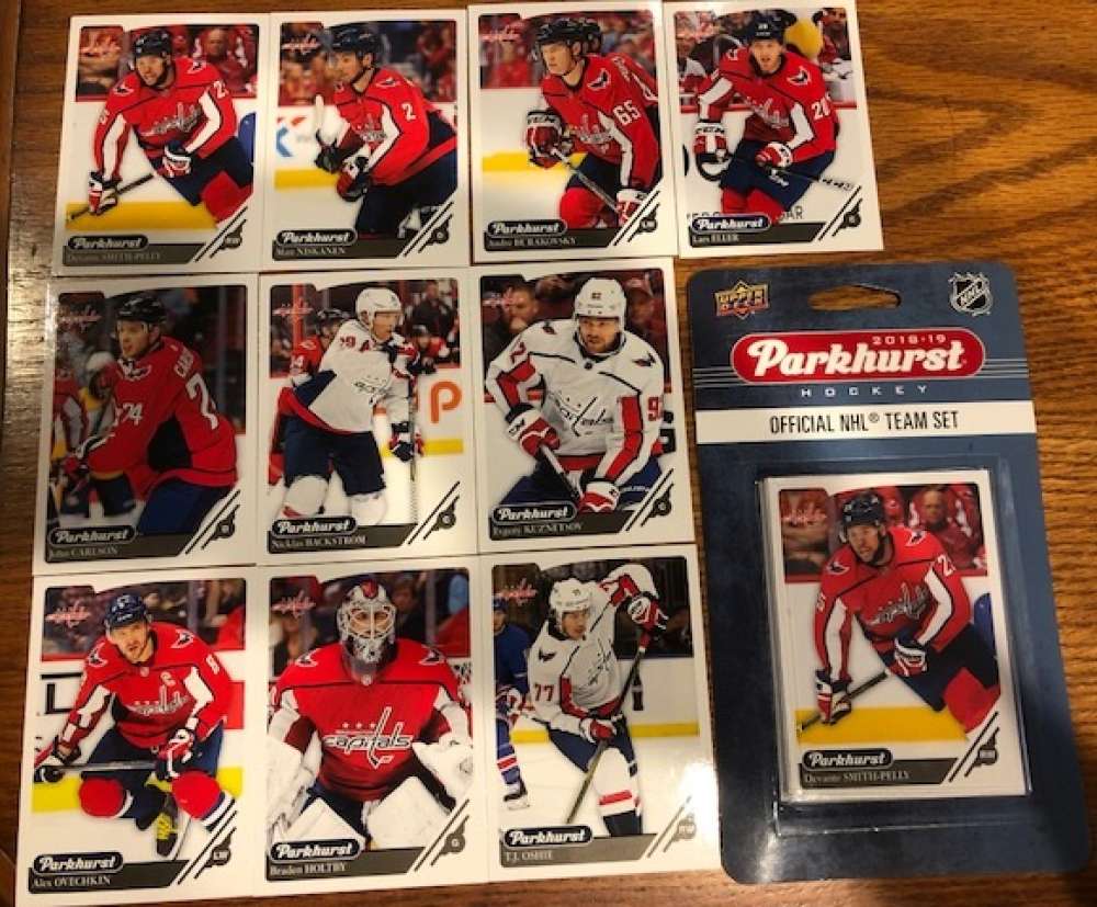 2018-19 Parkhurst NHL Retail Sealed 10-Card Washington Capitals Team Set Alex Ovechkin featuring all hockey cards shown in photo But Factory Sealed