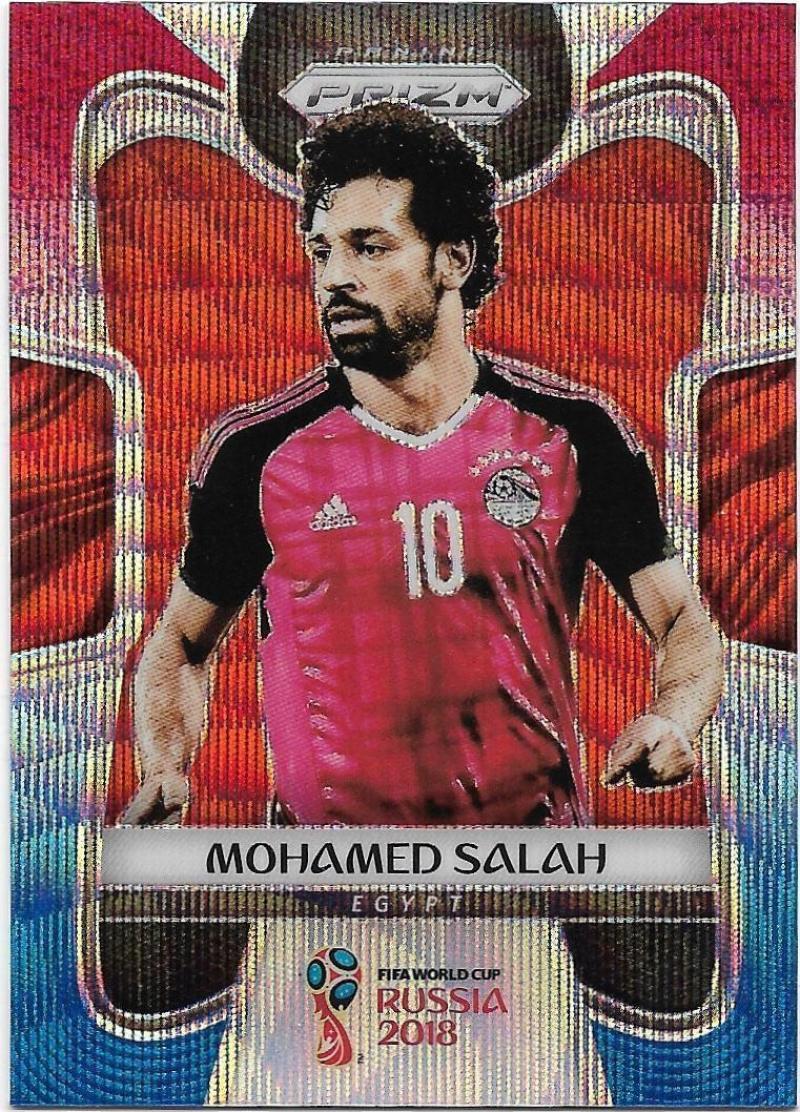 2018 Panini Prizm Prizms Refractor Red and Blue Wave #54 Mohamed Salah Egypt World Cup 2018 Russia Futbol Soccer Card
