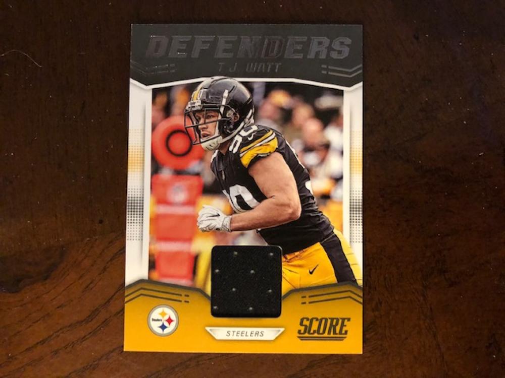 2019 Score Defenders Jersey Swatch D-3 T.J. Watt Pittsburgh Steelers  Official NFL Panini Football Memorabilia Trading Card