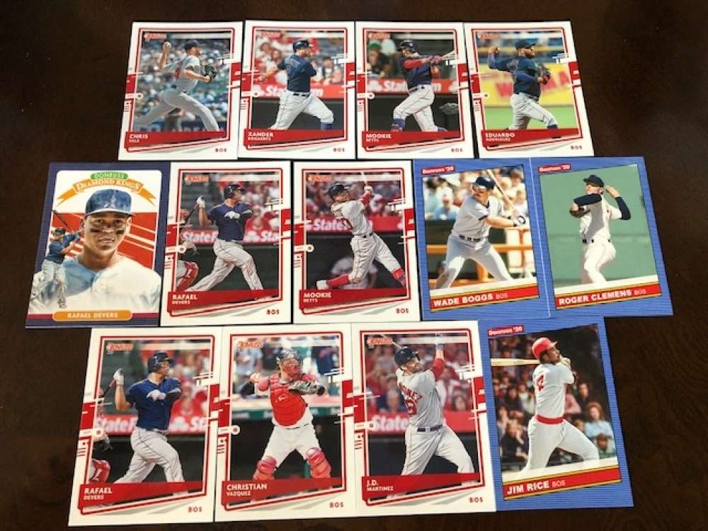 2020 Panini Donruss Baseball Boston Red Sox Base MLB Team Set with Variations and 1986 Retro (if team had any) of 13 Card