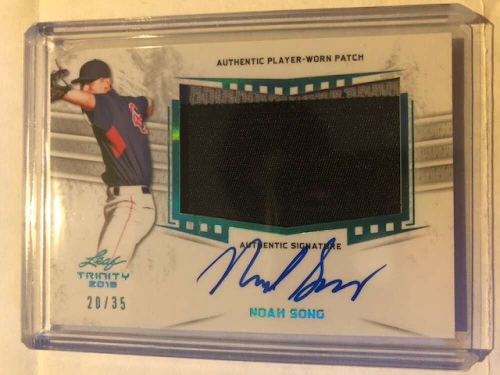 2019 Leaf Trinity Baseball Autographed Patches Platinum #PA-NS1 Noah Song MEM Auto SER35 Boston Red Sox  SCAN STREAKS ARE NOT ON THE CARD ITSELF NM-MT