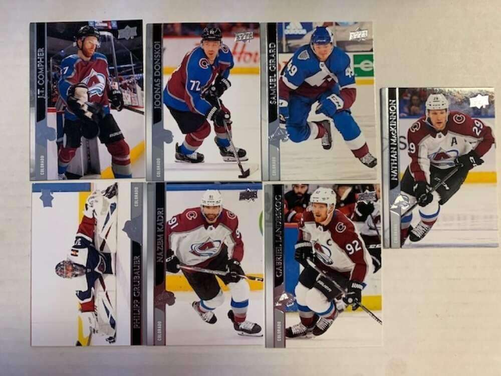 2020-21 UD Upper Deck Series One Colorado Avalanche Base Veteran Team Set of 7 Cards:   #	45	 	J.T. Compher,  #	46	 	Joo All Cards Pack Fresh, Hand Co
