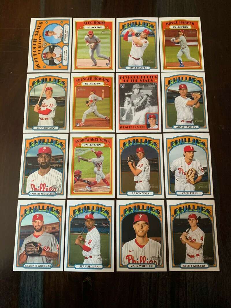 2021 Topps Heritage No SP Baseball Philadelphia Phillies Base MLB Hand Collated Team Set in Near Mint to Mint Condition  Straight from Box and Pack to