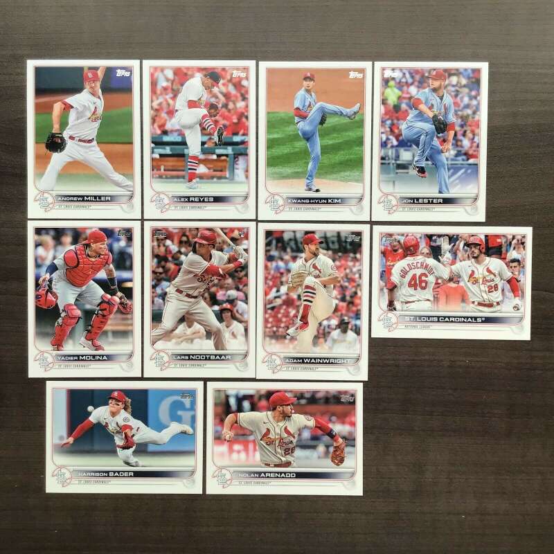 2022 Topps Series 1 Baseball St. Louis Cardinals Base MLB Hand Collated Team Set in Near Mint to Mint Condition of 10 Straight from Box and Pack to