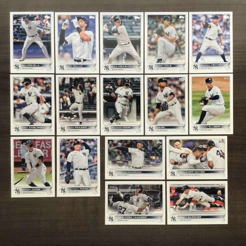 2022 Topps Series 1 Baseball New York Yankees Base MLB Hand Collated Team Set in Near Mint to Mint Condition of 16 Cards Straight from Box and Pack to