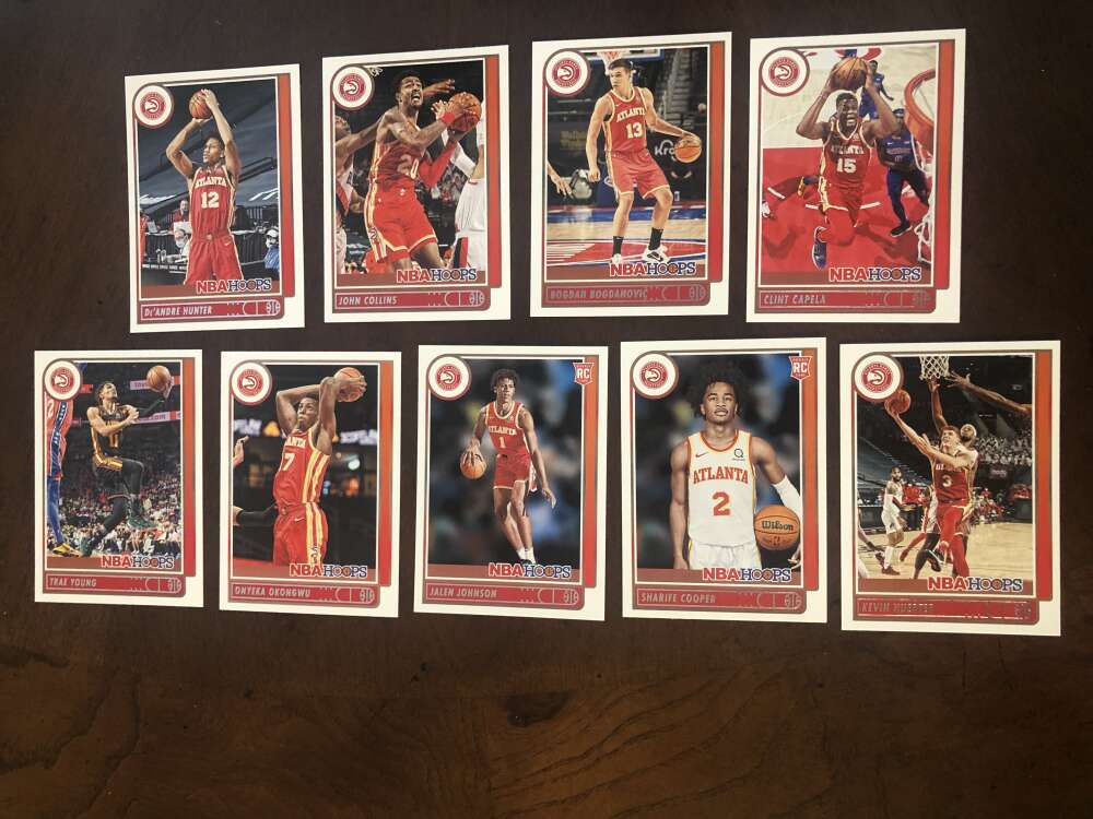 2021-22 Panini NBA Hoops Atlanta Hawks Team Set Includes Rookies (Hand Collated) of 9 Cards: #	138	 	Trae Young	 	Atlant